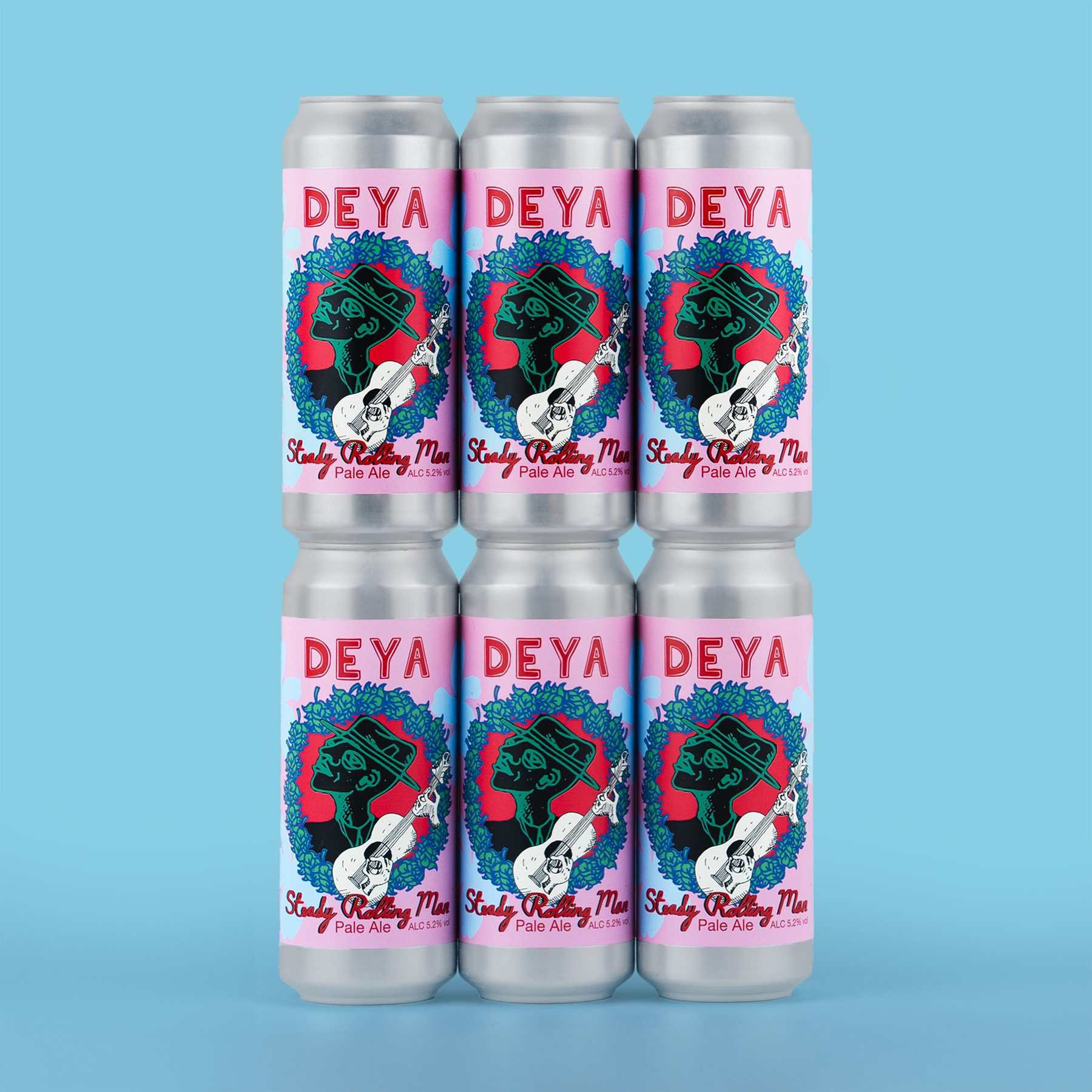 6 PACK & STEADY PINT GLASSES BUNDLE - STEADY ROLLING MAN - 5.2% - PALE ALE