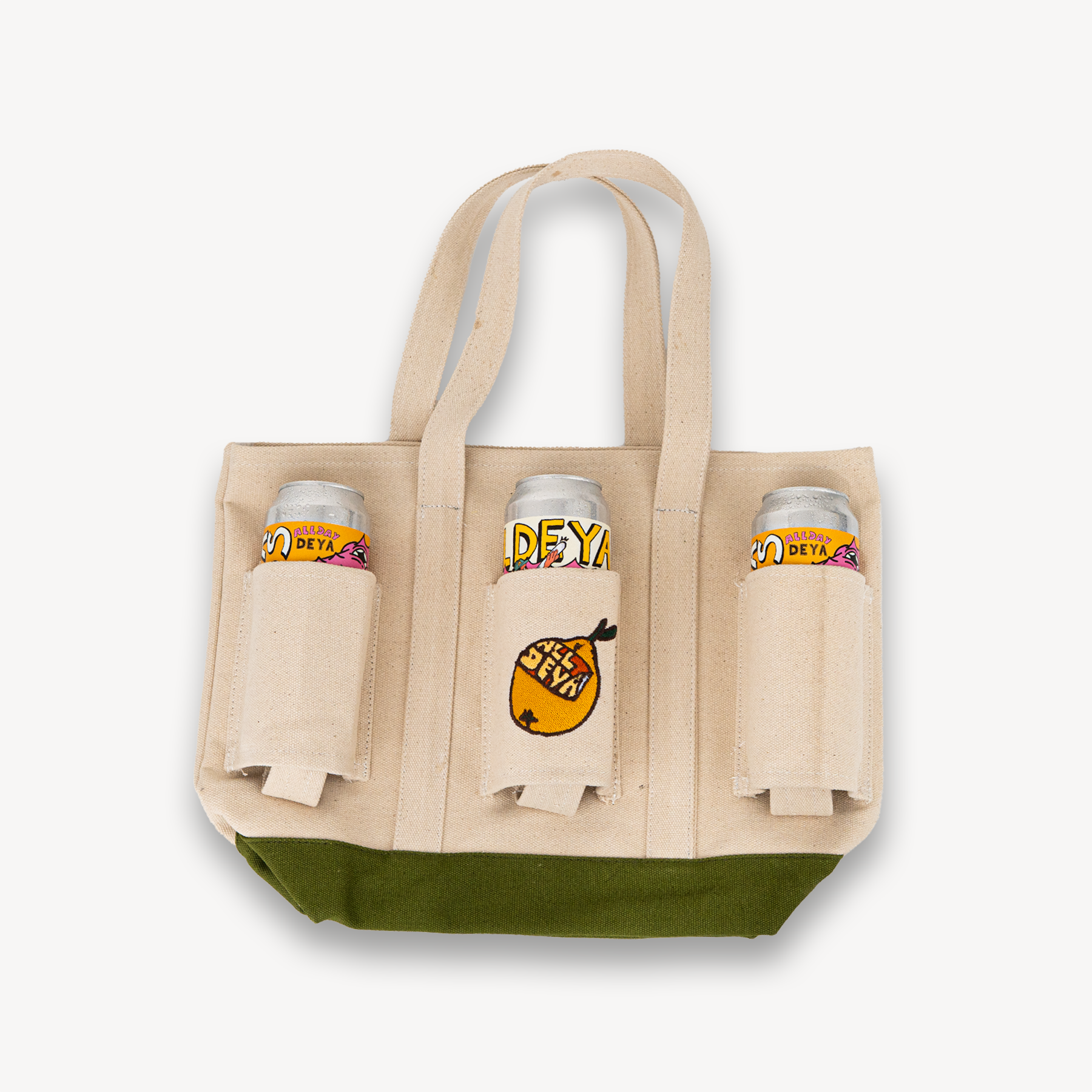 TOTE BAG - ALL DEYA GOODS BEER TOTE - CREAM / GREEN