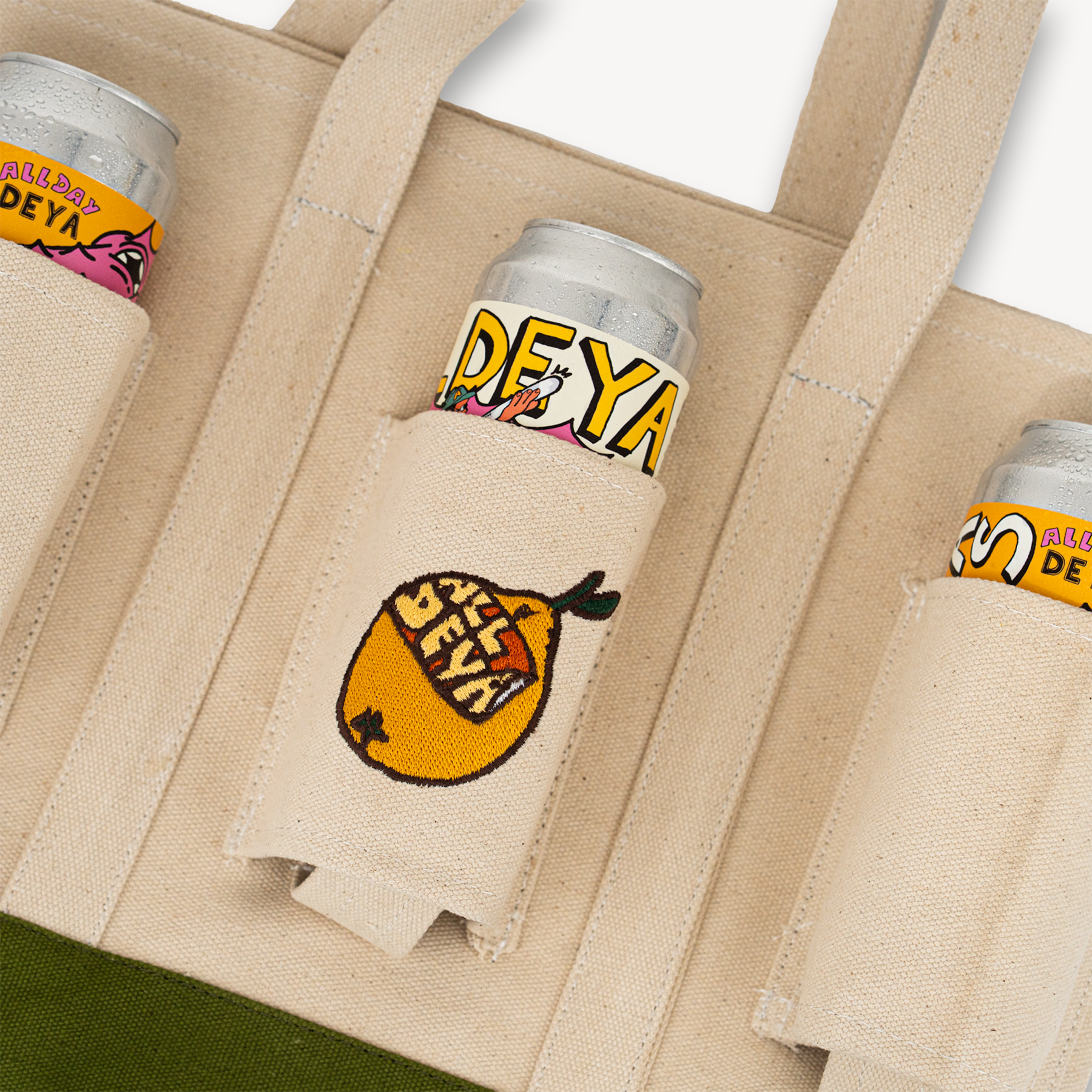 TOTE BAG - ALL DEYA GOODS BEER TOTE - CREAM / GREEN