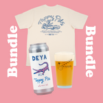 DEYA Tappy Pils Bundle inc 1 x Tappy Pils T Shirt, 1 x 500ml can of Tappy Pils lager & 1 x Black Croc Pint Glass