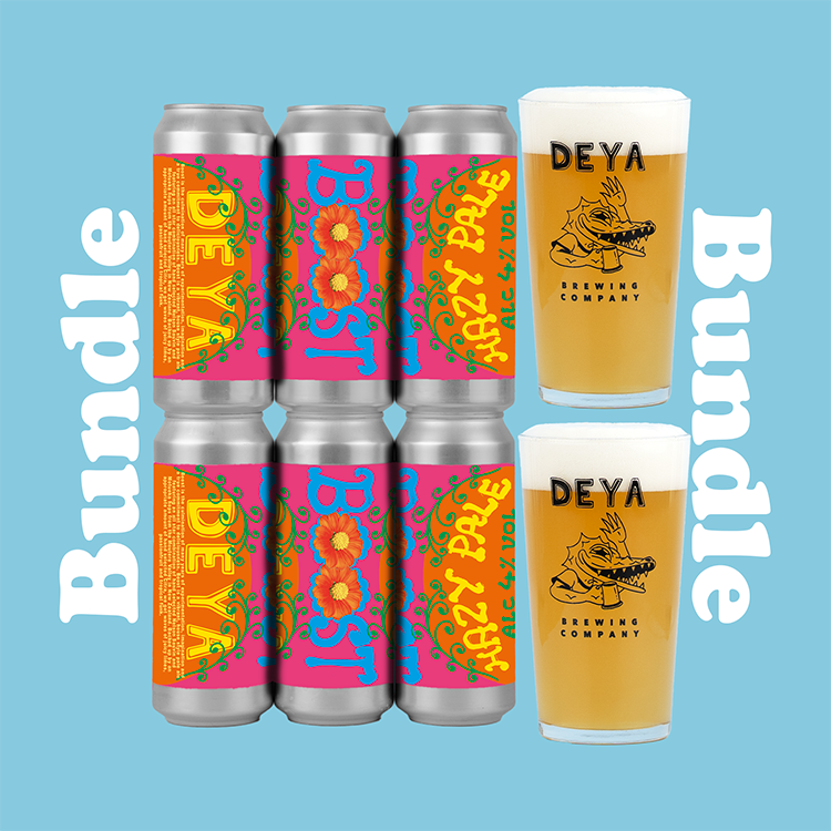 DEYA Brewing company 6 x 500ml Boost Pale Ale cans & DEYA Pint Glasses