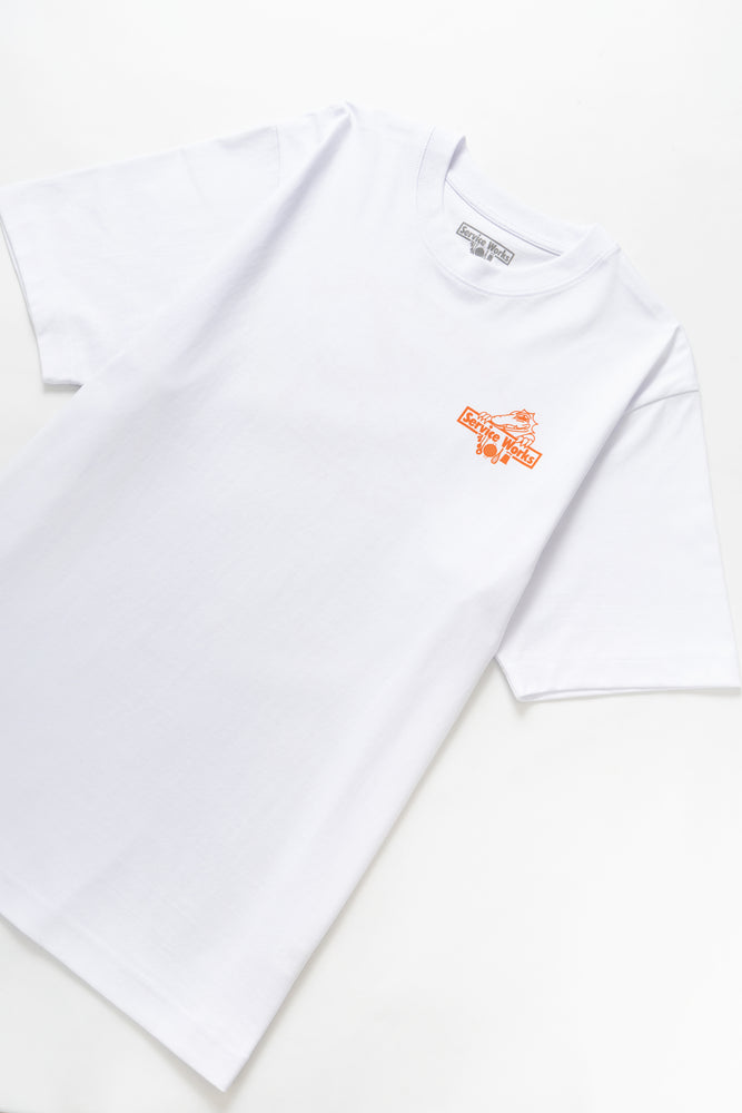 DEYA x Service Works Welcome Tee - White - Front Close Up
