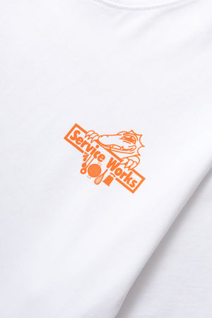 DEYA x Service Works Welcome Tee - White - Front Design Close Up