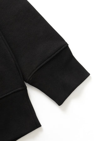 DEYA x Service Works Love Is Hoodie - Black - Sleeve Close Up