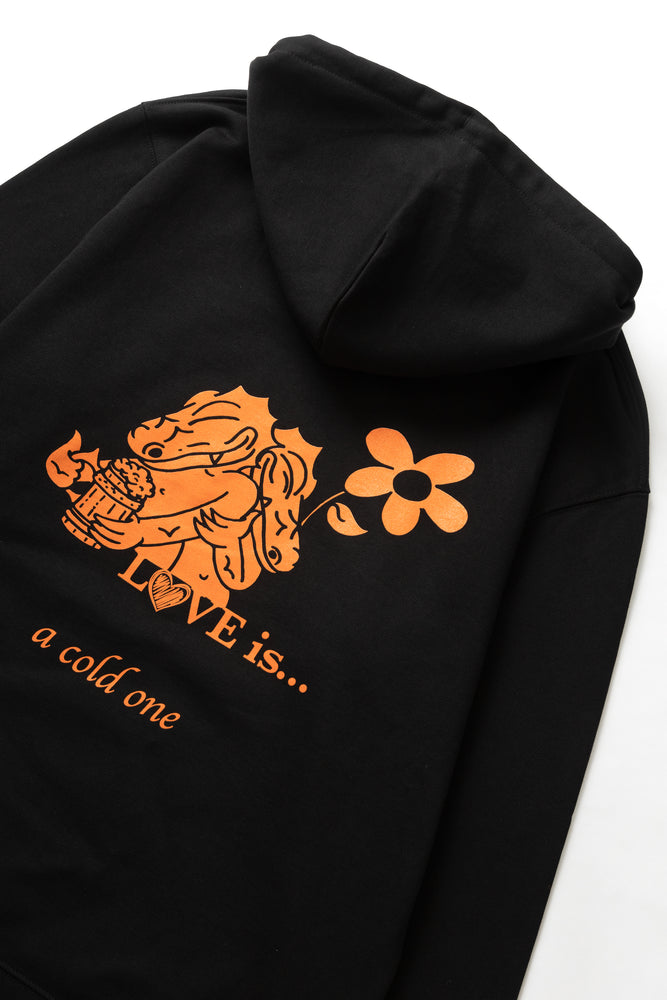 DEYA x Service Works Love Is Hoodie - Black - Back Design Close Up