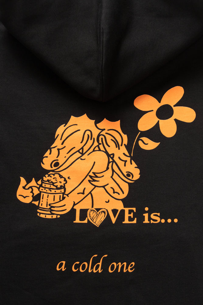 DEYA x Service Works Love Is Hoodie - Black - Design Close Up
