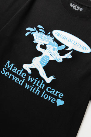 DEYA x Service Works Fresh Delivery Tee - Black - Design Close Up