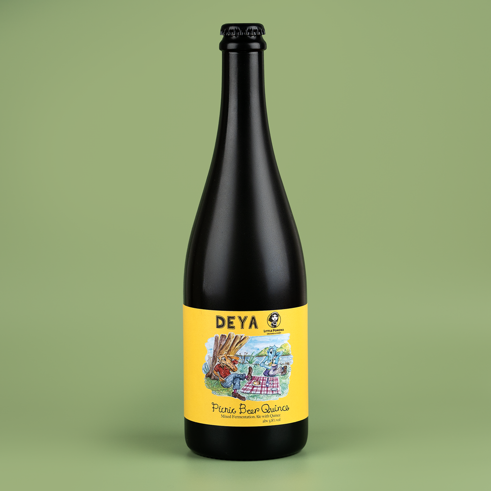 750ml bottle of DEYA Picnic Beer Quince Mixed Fermentation Beer