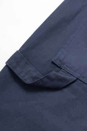 DEYA x Service Works Navy Blue BOH Pants- close up bottle holder tab
