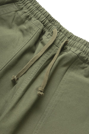 DEYA x Service Works Olive Green FOH Pants - front close up